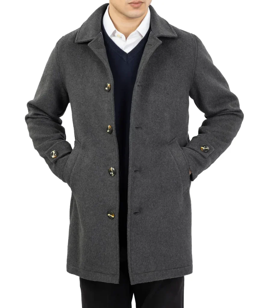 Knit Edge Wool Coat Charcoal Grey