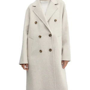 Knit Edge Handmade Oversized Wool Coat Light Grey