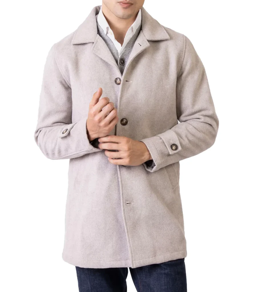 Cream Wool Coat Knit Edge