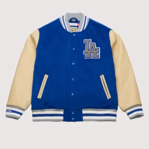 Los Angeles Dodgers Royal/Tan Team Traditions Varsity Full-Snap Jacket