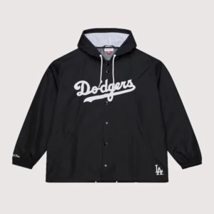 Los Angeles Dodgers Black Coaches Full-Snap Hooded Windbreaker Jacket