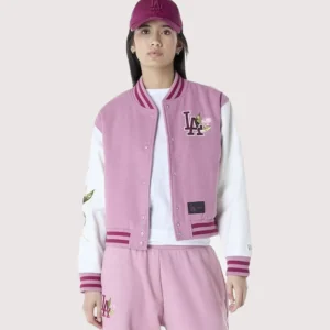 New Era LA Dodgers Floral Pink Varsity Jacket
