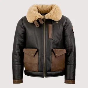 Men Chocolate Sheepskin Aviator Jacket